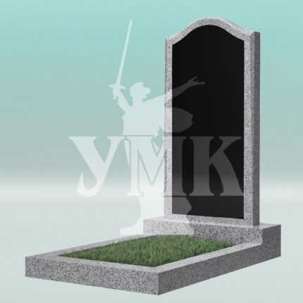Памятник из светло-серого гранита фигурный с плиткой Габбро №27  1000-450-50