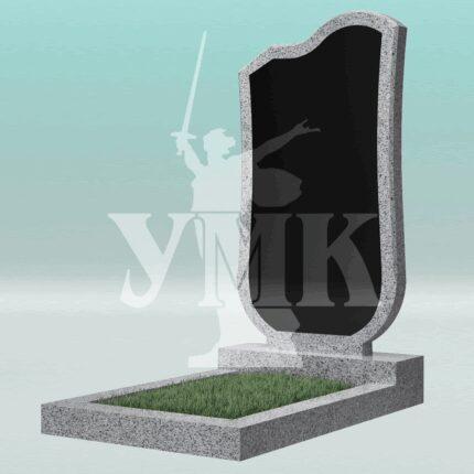 Памятник из светло-серого гранита фигурный с плиткой Габбро №28  1000-500-50