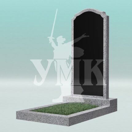 Памятник из светло-серого гранита фигурный с плиткой Габбро №29  1000-500-50