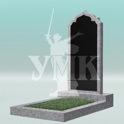 Памятник из светло-серого гранита фигурный с плиткой Габбро №30  1000-500-50