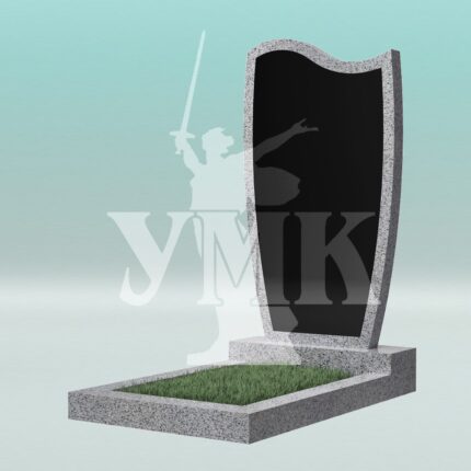 Памятник из светло-серого гранита фигурный с плиткой Габбро №31  1000-500-50